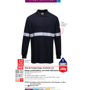 Polo ignífugo manga larga Portwest Modaflame®.FR03