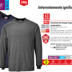 Camiseta ignífuga manga larga Portwest Modaflame®.FR11