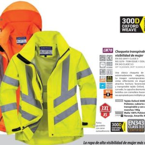 Chaqueta transpirable alta visibilidad Portwest® mujer.LW70