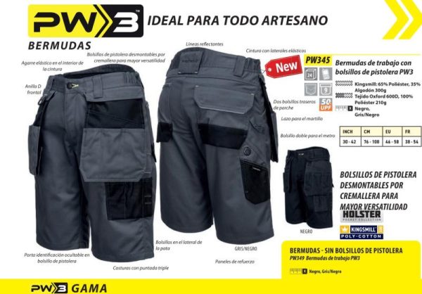 Bermuda de trabajo Holster PW3® Portwest.PW345