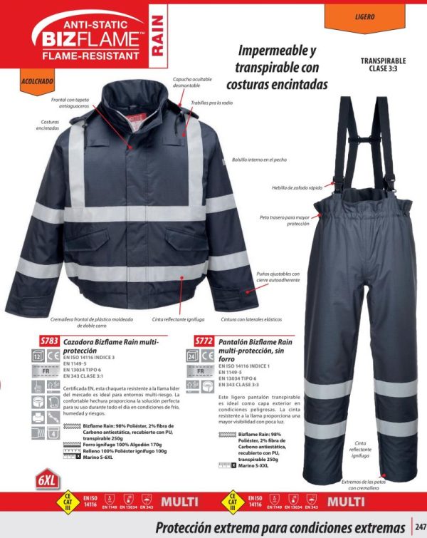 Pantalón Portwest Bizflame Rain® ignífugo-antiestático.S772