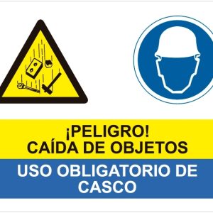 Peligro caída de objetos uso obligatorio de casco.SCR-2125