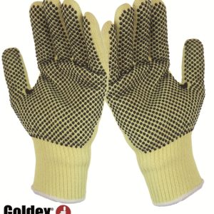 Guante Kevlar® galga 10 puño elástico PVC negro en la palma.TKV10HBK